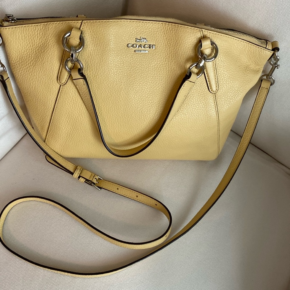COACH Soft Yellow Color Genuine Leather Satchel/Crossbody